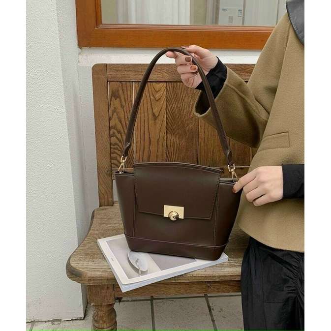 TNS-Túi tote công sở da mềm sang trọng Mikoka tote bag-màu nâu