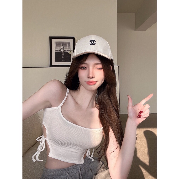 Áo yếm croptop JUCO thắt eo, croptop hai dây hở lưng ôm body, áo hai dây sexy