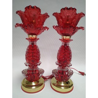 Đèn thờ. Hình bông cải. Cao 40 cm. Chất liệu thủy tinh. Sử dụng bóng led tiết kiệm. PMĐTĐ4