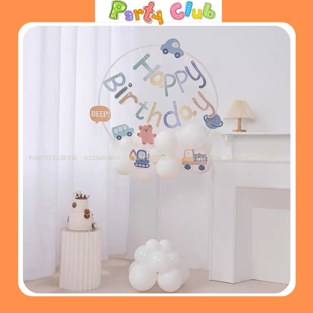 Set trang trí sinh nhật hình xe ô tô cho bé