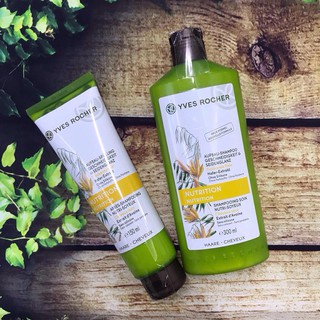 Dầu gội và kem xả Yves Rocher Nutrition-Silky phục hồi cho tóc khô xơ chẻ ngọn