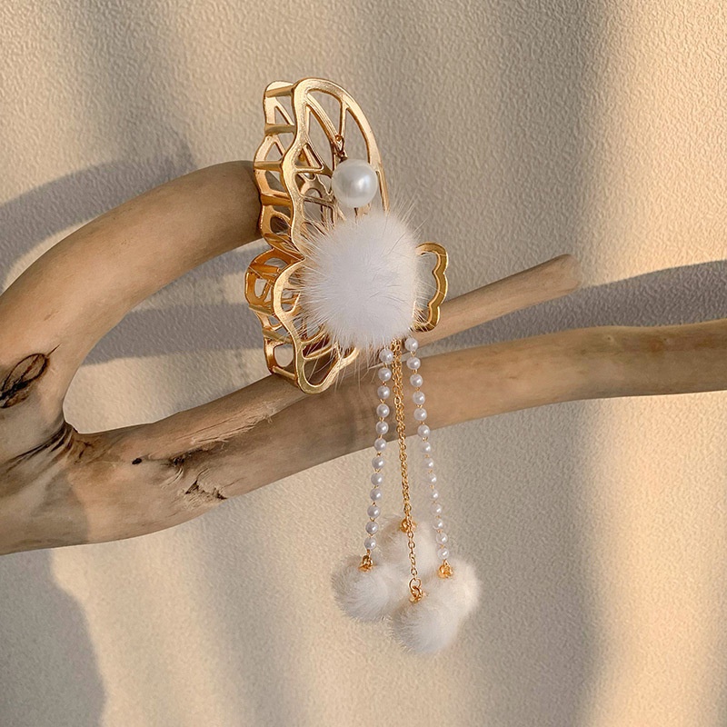 Kẹp Tóc Đính Ngọc Trai Và Tua Rua Bằng Hợp Kim Phong Cách Hàn Quốc Mới Phổ Biến