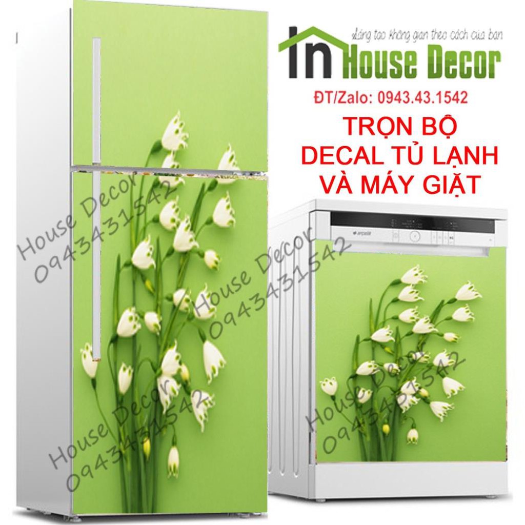 Decal trang trí tủ lạnh chống nước ✨Tranh dán dán tủ lạnh Hoa chuông - Phù hợp với mọi loại tủ