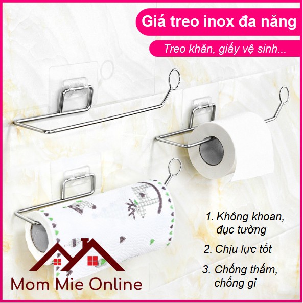 Giá inox treo giấy vệ sinh/treo khăn dán tường - Q002