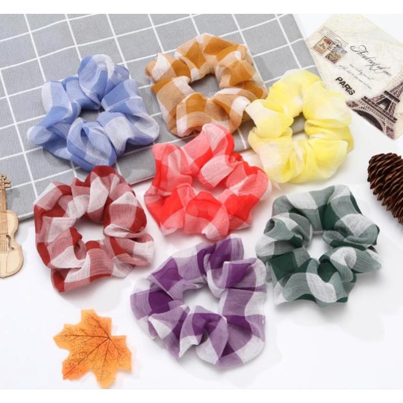 Chun buộc tóc scrunchy vải tơ bồng bềnh C34