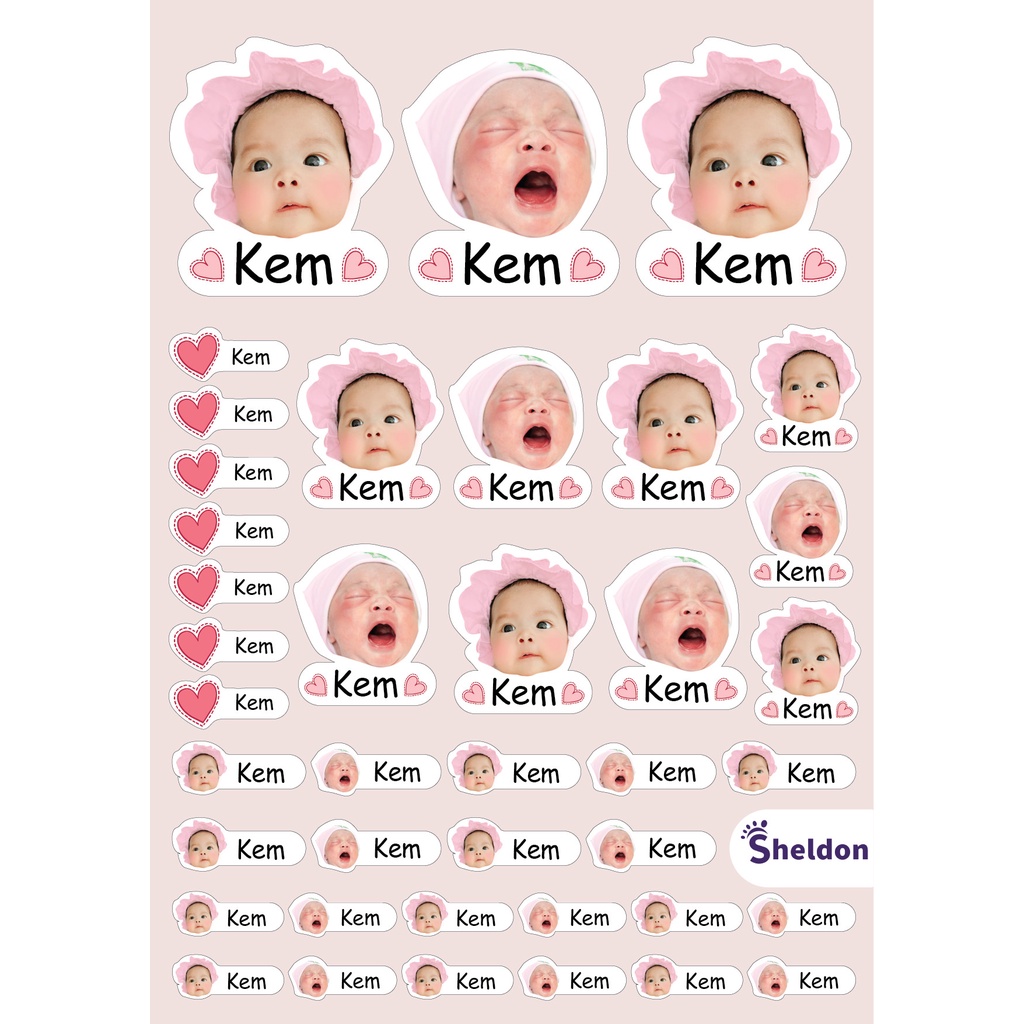 Sticker in hình em bé dán bình sữa, máy hút sữa lót trắng không trôi, không bong tróc