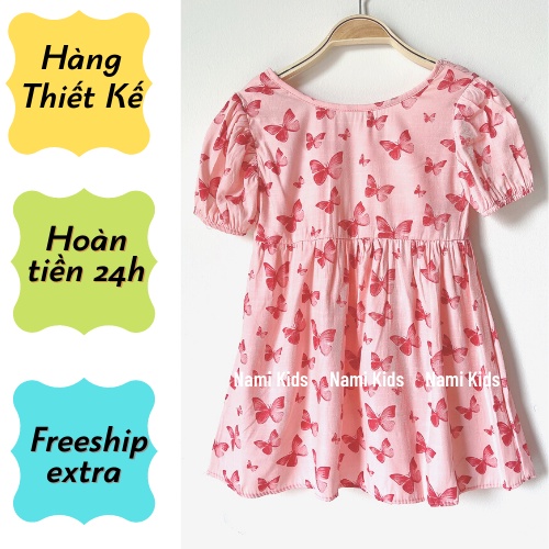 VÁY DÁNG XÒE MÀU HỒNG HỌA TIẾT ĐẸP CHO BÉ GÁI CHẤT KATE MỀM RŨ CHO BÉ 1 - 6 TUỔI- Váy Đầm Cho Bé