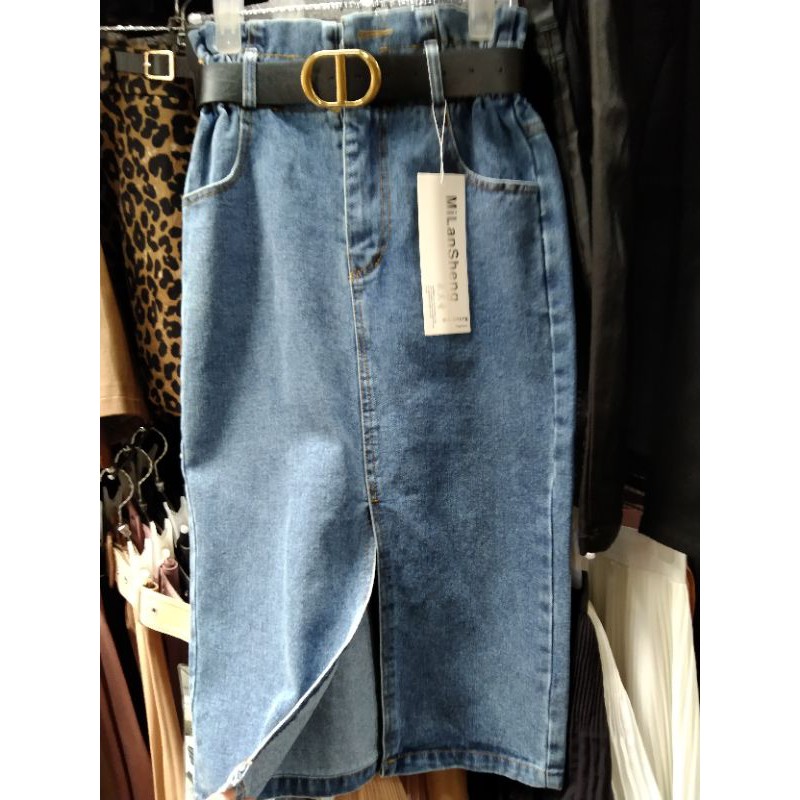 CHÂN VÁY JEAN🍀CHÂN VÁY BÒ DÁNG DÀI CẠP CAO LƯNG THUN CO GIÃN MIX ĐỒ SIÊU ĐẸP | BigBuy360 - bigbuy360.vn