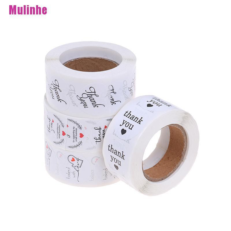 Cuộn 500 Nhãn Dán Niêm Phong Bao Bì Hình Tròn In Chữ THANK YOU Độc Đáo Tiện Dụng