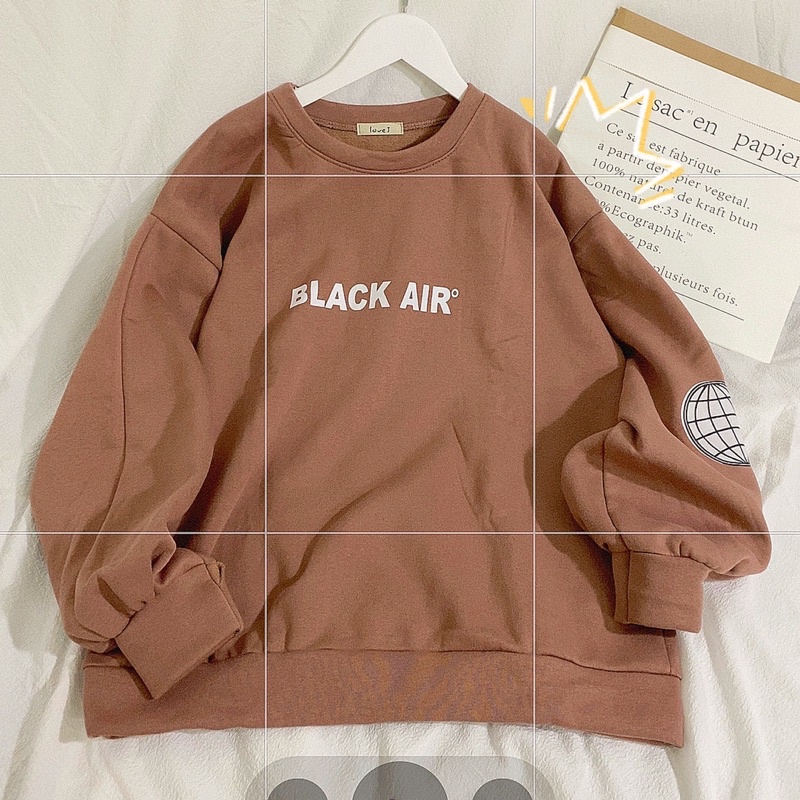 Áo Nỉ SWEAT BLACK AIR form rộng 1 màu nâu tây trần nỉ bông dày dặn tay bồng(ảnhthật tự chụp) | BigBuy360 - bigbuy360.vn