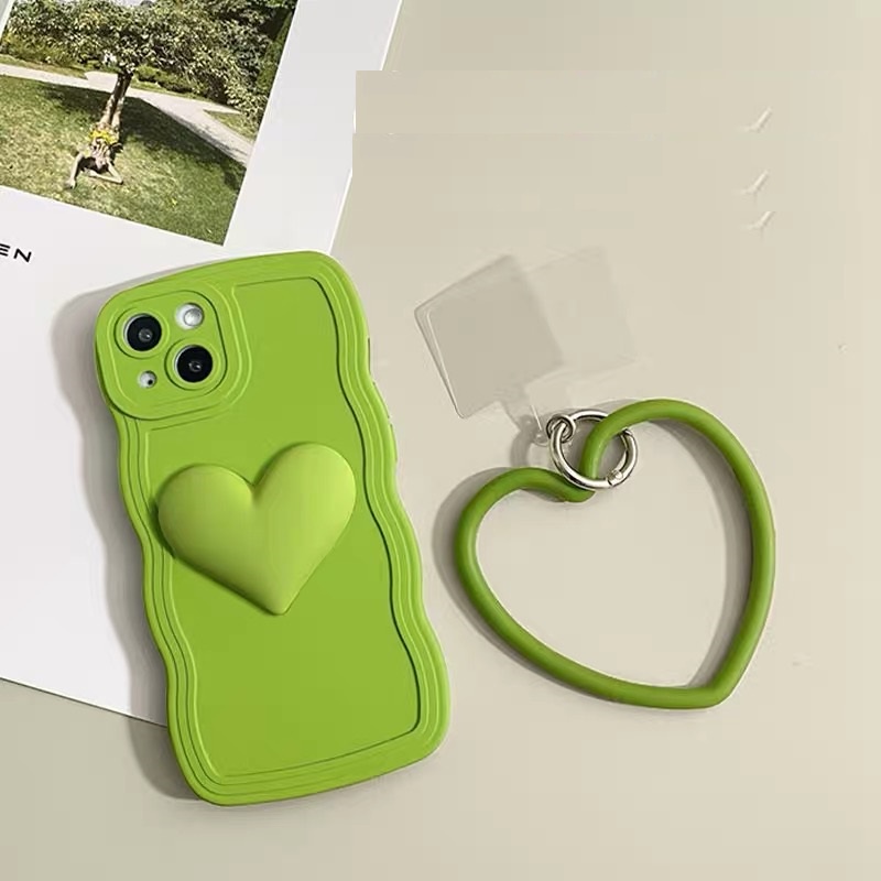 Ốp Điện Thoại Mềm Màu Xanh Matcha Có Vòng Đeo Tay Cho Iphone 12 pro max 11 pro max xs max xr x 13proamx plus