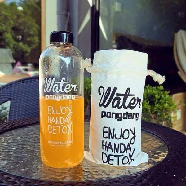 Bình DETOX WATER PONGDANG nhựa chịu nhiệt cao cấp 1000ml tặng túi