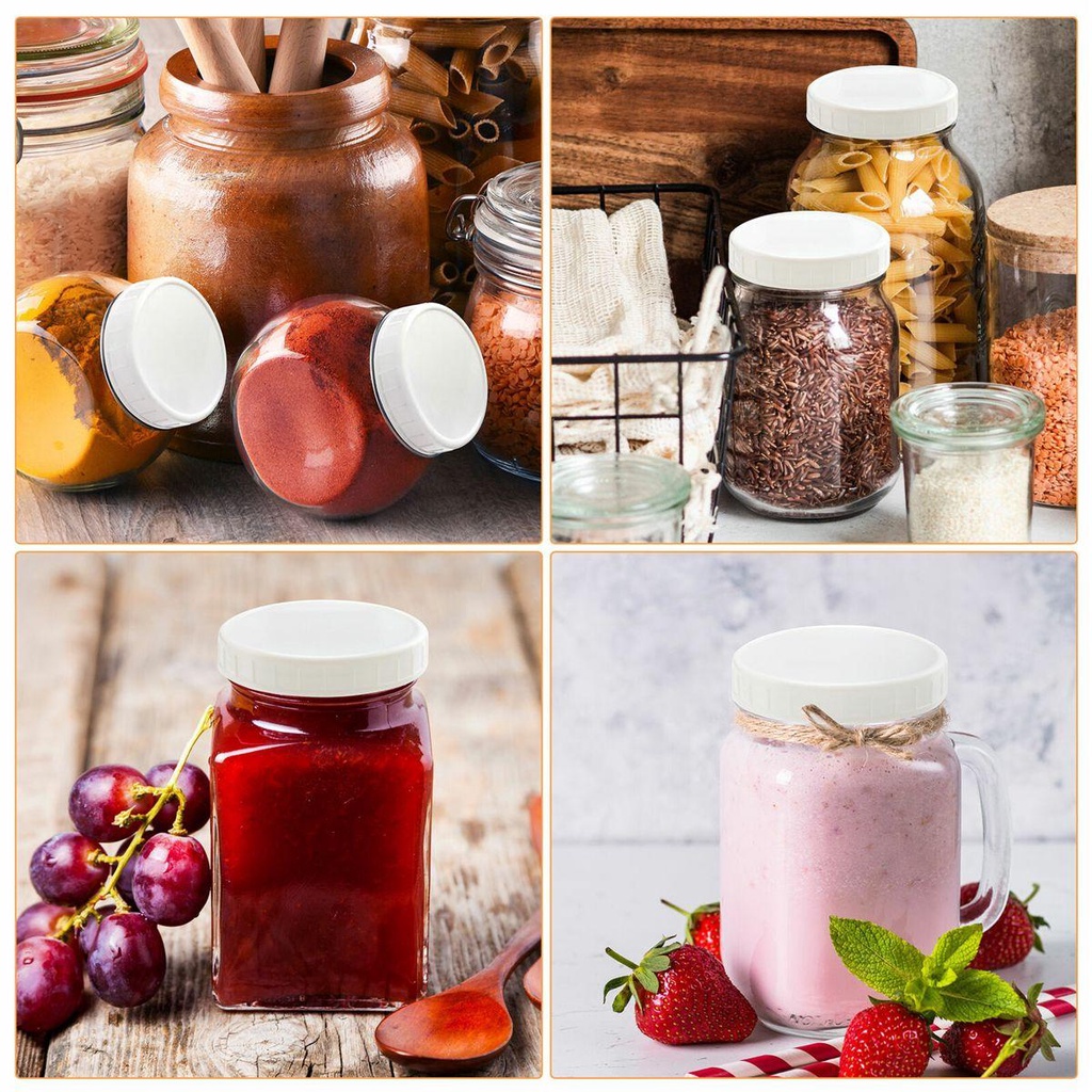 Bộ 10 Nắp Vít Nhựa Không Đường Viền Chuyên Dụng Cho Lọ Mason Jars
