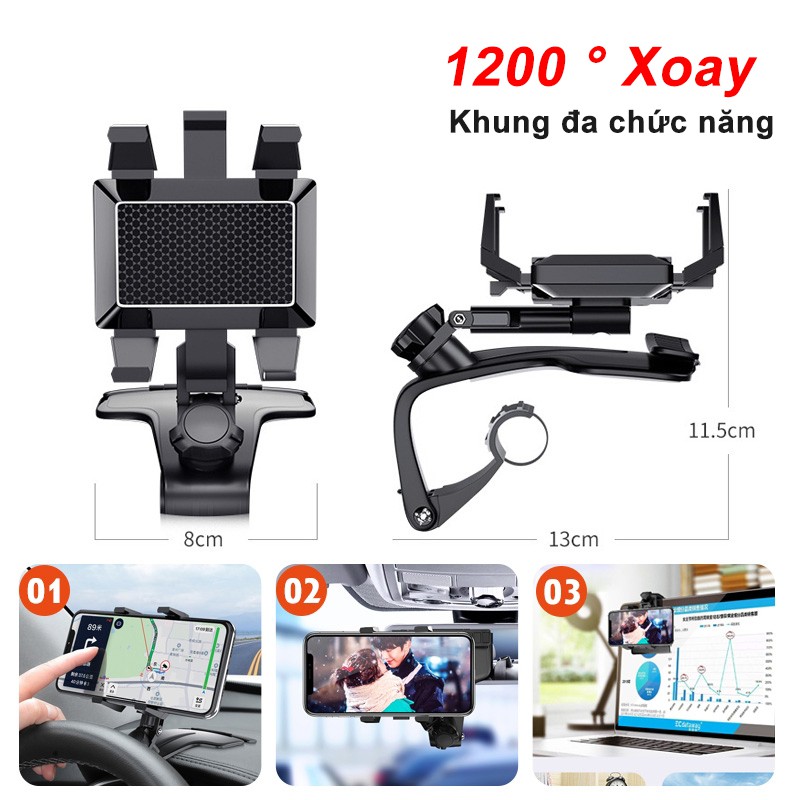 Giá Đỡ Điện Thoại Xoay 360 Độ 4-7 Inches Cho Xe Hơi