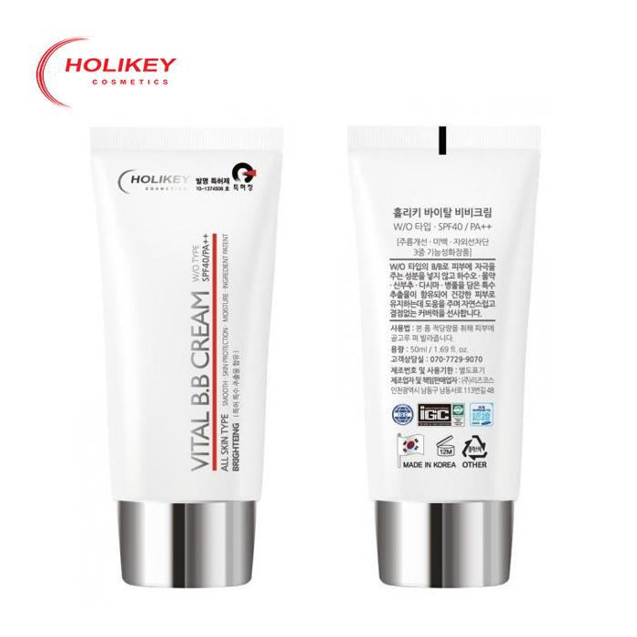 Kem Nền Trang Điểm Chống Nắng HOLIKEY Hàn Quốc Vital BB Cream SPF /40 PA 50ml Giúp Che Khuyết Điểm & Chống Nắng