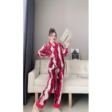 Đồ bộ pijjama hàng 2CE cao cấp tay dài quần dài lụa Mango loại 1 | BigBuy360 - bigbuy360.vn