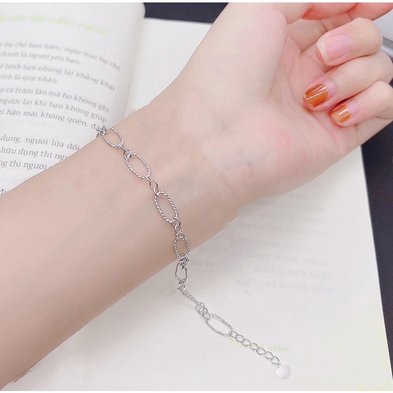 Lắc tay xích bạc thật DaLiA Jewelry lắc tay bạc xích lồng tình bạn thân