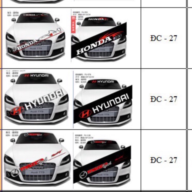 Tem dán theo xe Dc 27