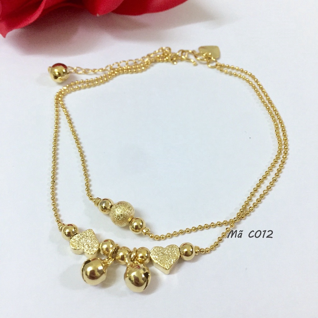Lắc Chân Titan Nữ C012, Lắc Chân Vàng Nữ Có Lục Lạc kèm tăng đơ tăng giảm Namoo Jewelry