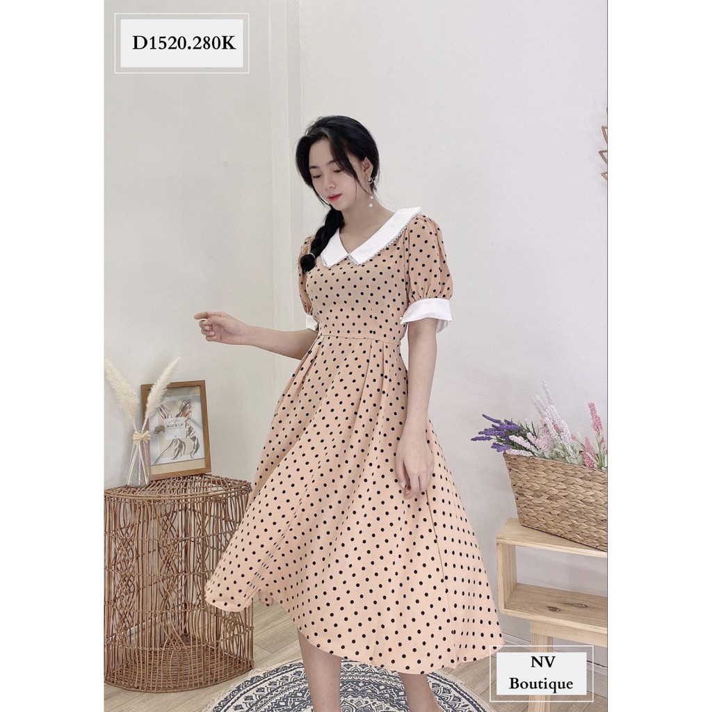 ĐẦM CHẤM BI VIỀN CỔ REN TRẮNG - NHATVY D1520 | BigBuy360 - bigbuy360.vn