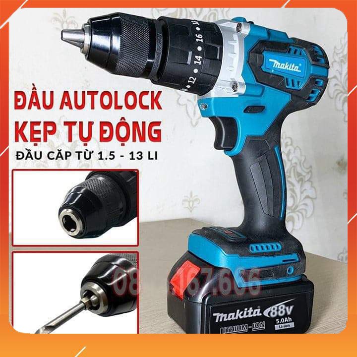 Máy khoan pin makita 88v 3 chức năng động cơ lõi đồng không chổi than