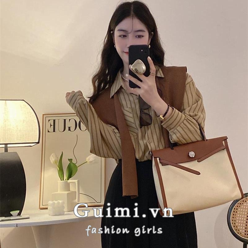 Áo sơ mi NZN dài tay giả hai lớp có khăn choàng dáng rộng thiết kế thời trang dành cho nữ