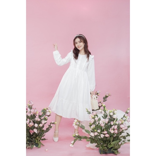 Đầm babydoll phối ren Mallow dress - CARROT FARM