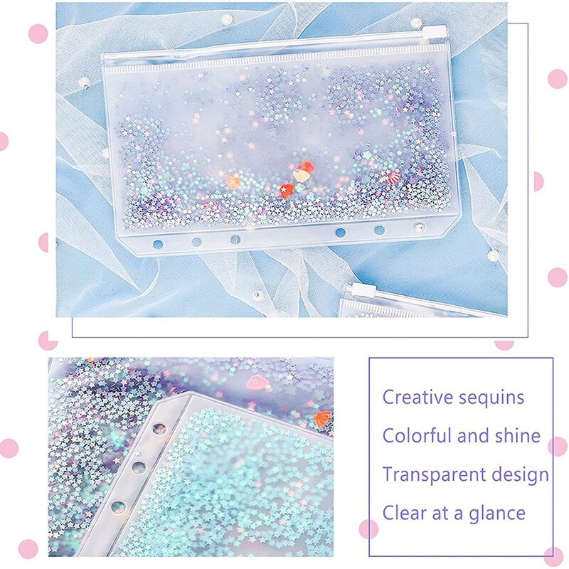 Phong Bì PVC A6 Kèm 6 Vòng Khóa Kéo Có Thể Nạp Lại