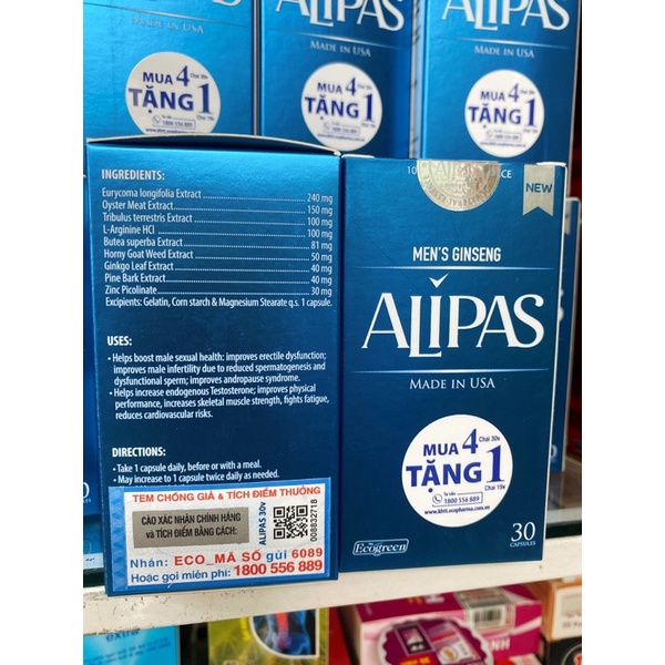 [Chính hãng có tem tích điểm] Alipas New - tăng cường sinh lý nam, mua 4 tặng 1