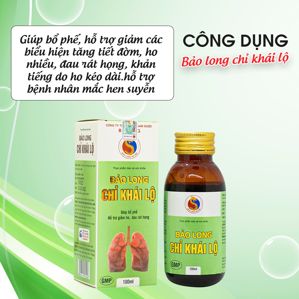 Siro uống Bảo long chỉ khái lộ 100ml/chai LG33 giảm ho gió, tích đờm, viêm họng hạt, phế quản - Legia Pharma