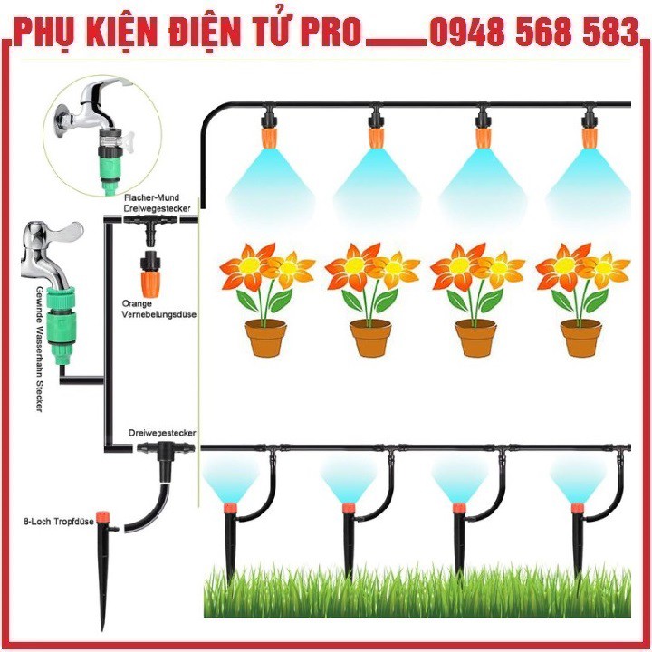 Bộ Kit Tưới Cây Phun Sương, Nhỏ Giọt 2 Trong 1