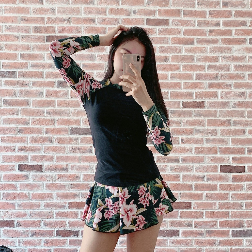Đồ bơi, bikini 2 mảnh tay dài đi biển, đi bơi kín đáo