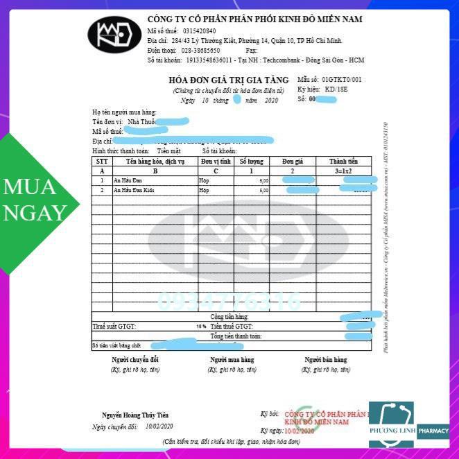 An hầu đan dành cho người bị viêm amidan, viêm họng hạt, hộp 20 viên