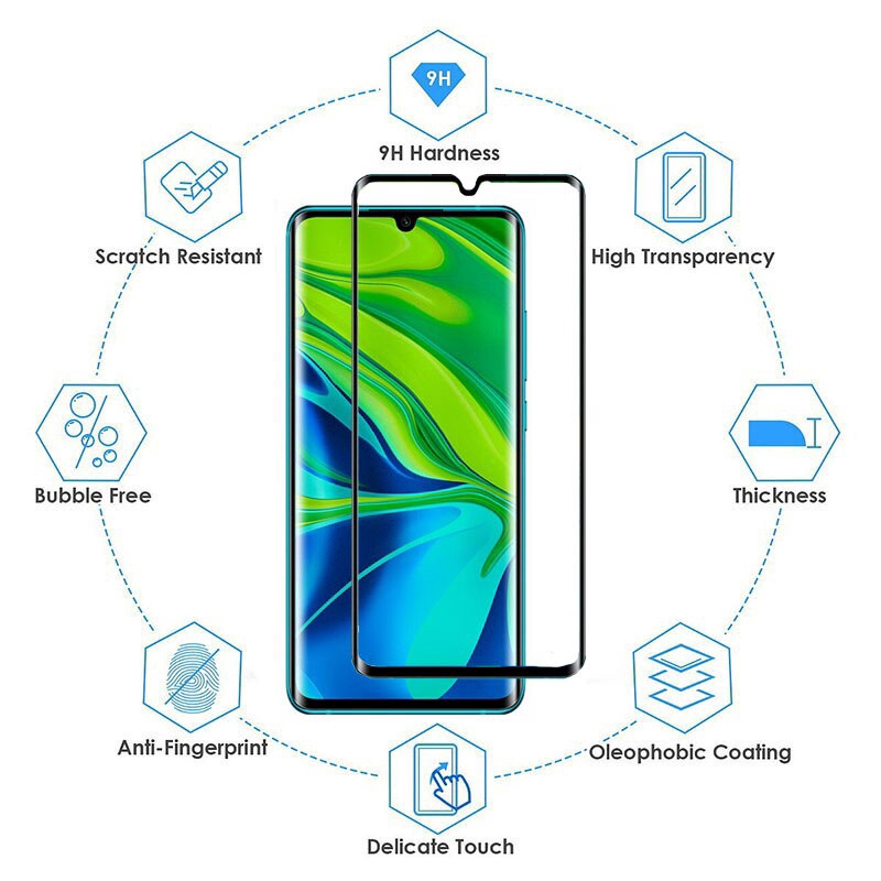 Set kính cường lực bảo vệ màn hình + miếng dán bảo vệ camera sau cho Xiaomi Mi Note 10 Pro Mi Cc9 Pro