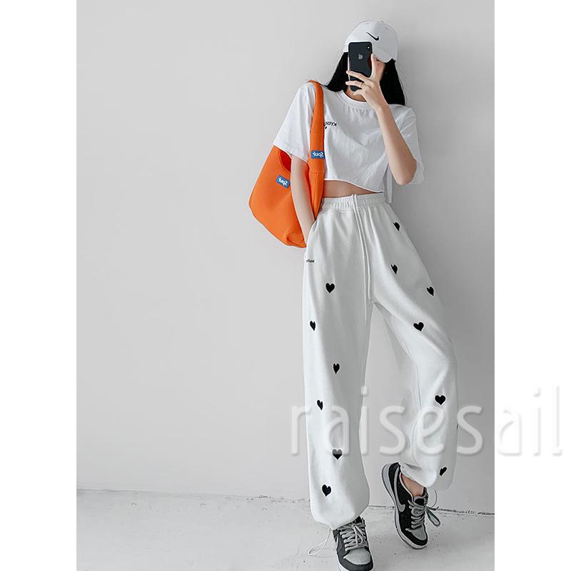 RS quần ống rộng In Họa Tiết Trái Tim Thời Trang Dành Cho Nữ | BigBuy360 - bigbuy360.vn