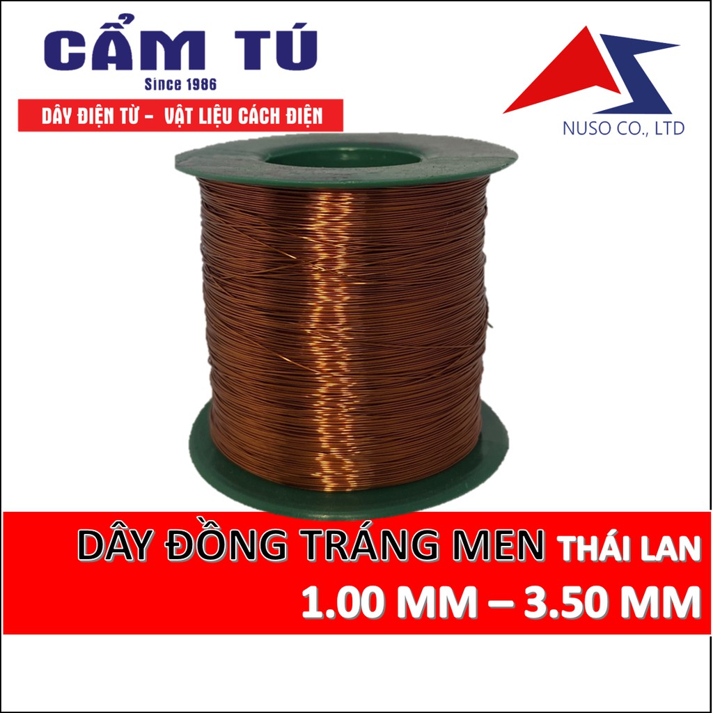 Dây đồng quấn motor, biến áp (100gram) (Dây Điện từ) (1.00-3.50MM) dây đồng tráng men Thái Lan