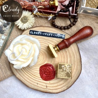 Con dấu sáp kèm cán gỗ wax sealing Cloudy Craft House -CCH157
