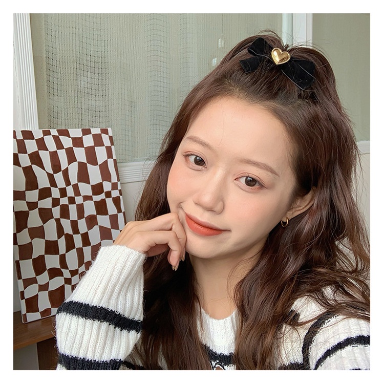 Kẹp tóc nơ MANYUE hình trái tim ngọt ngào phong cách Nhật Bản Hàn Quốc cho nữ