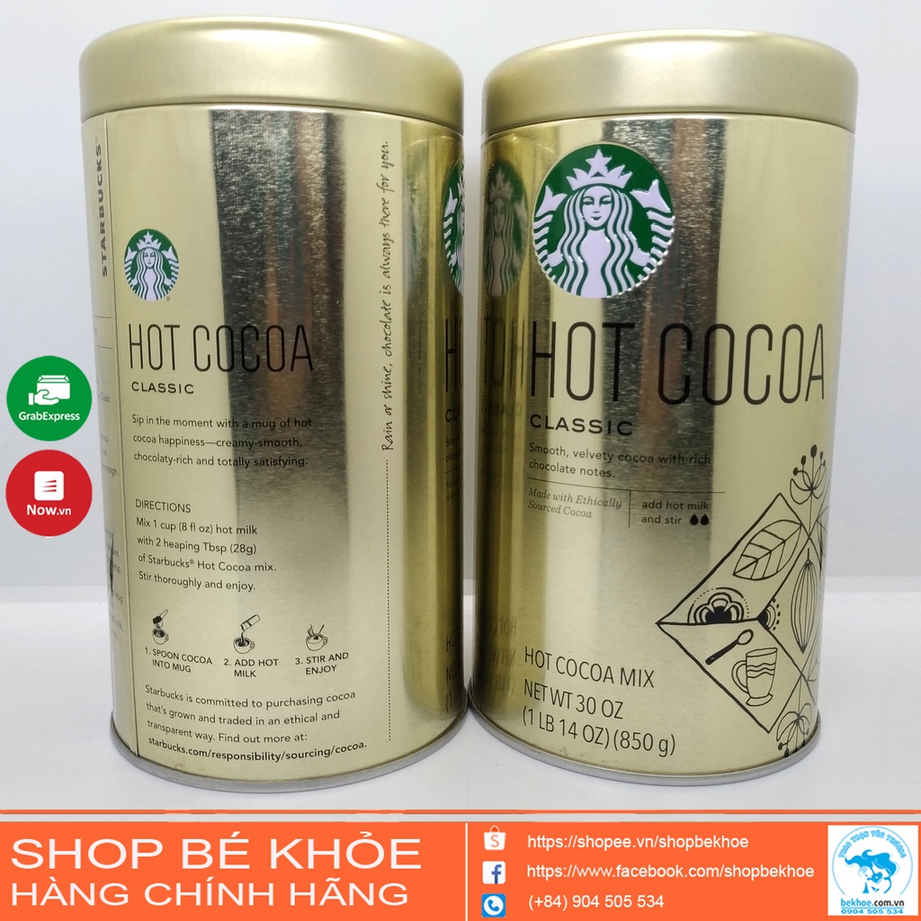 Bột cacao Hot Cocoa Classic - STARBUCKS Hot Cocoa Classic 850g Mỹ