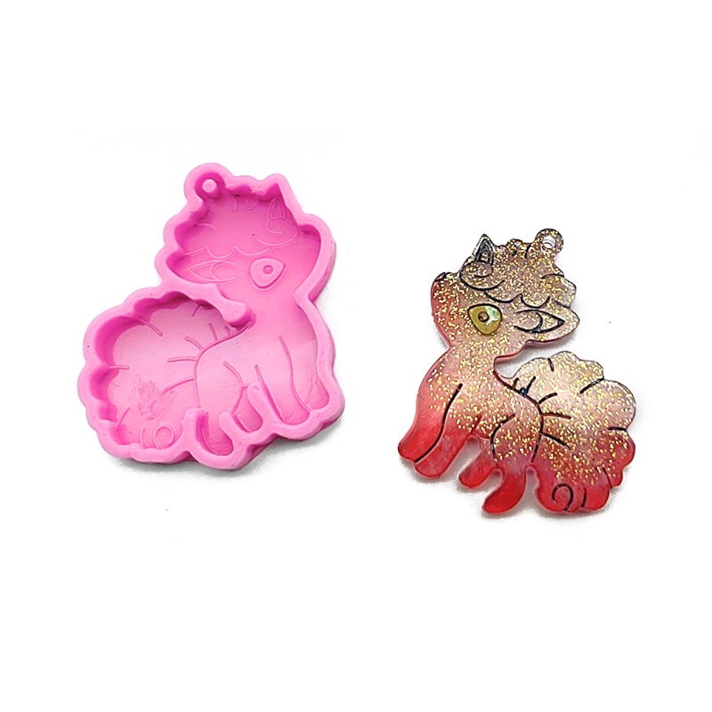 Khuôn Làm Móc Khóa Bằng Nhựa Epoxy Hình Ngựa Pony Có Lỗ Treo Chìa Khóa