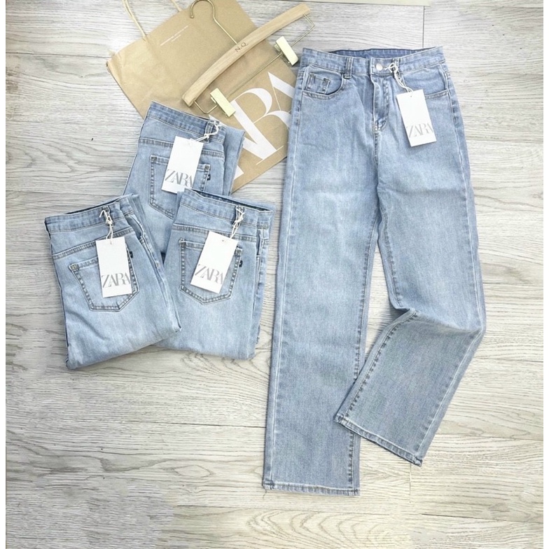 Quần jeans ống đứng xanh nhạt mã mới trẻ trung năng động