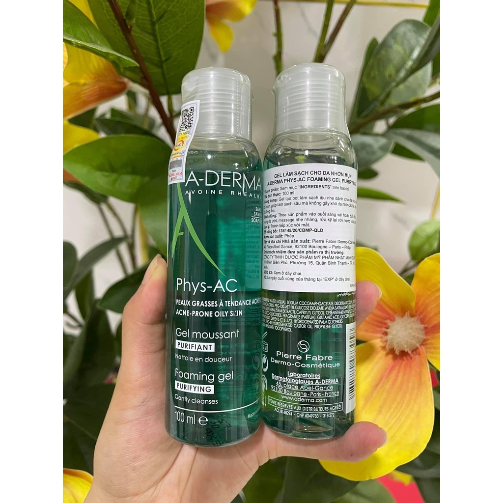Sữa rửa mặt Aderma Physac Phys-AC foaming gel 400ml