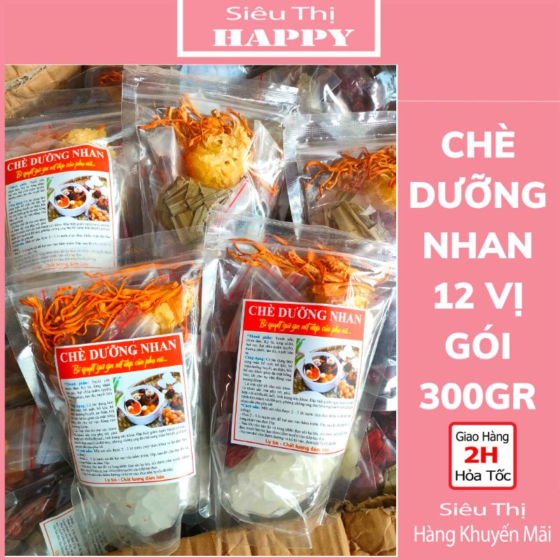 Set Chè Dưỡng Nhan Tuyết Yến 12 vị 300g nấu được 8-10 chai 330ml, giải nhiệt, thanh mát
