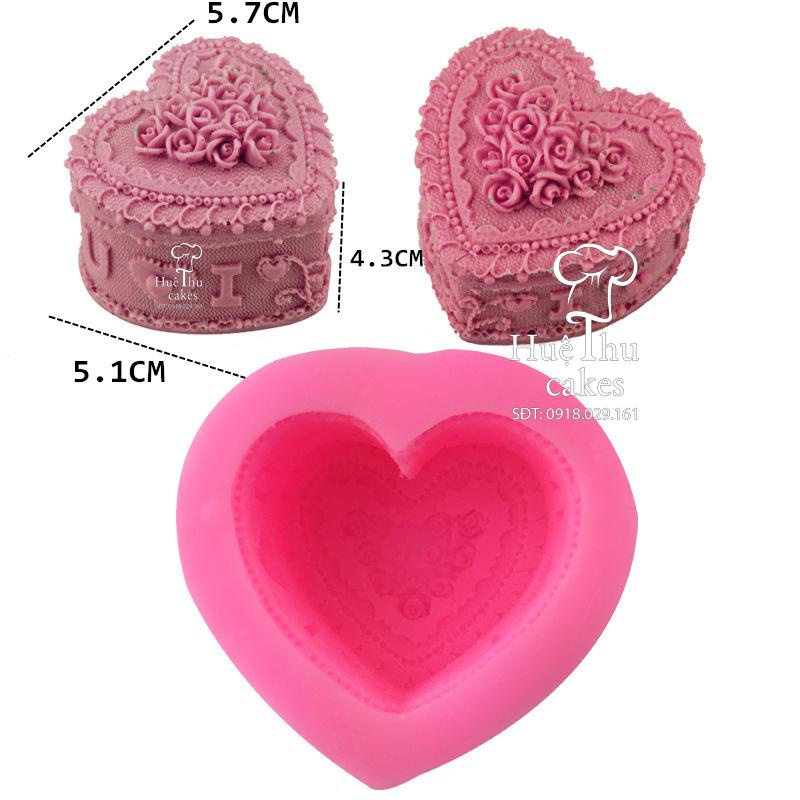 Khuôn silicon Trái Tim  làm bánh rau câu 3D, 4D
