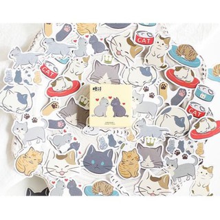 Bộ 46 sticker mèo xinh hàn quốc dán trang trí e44