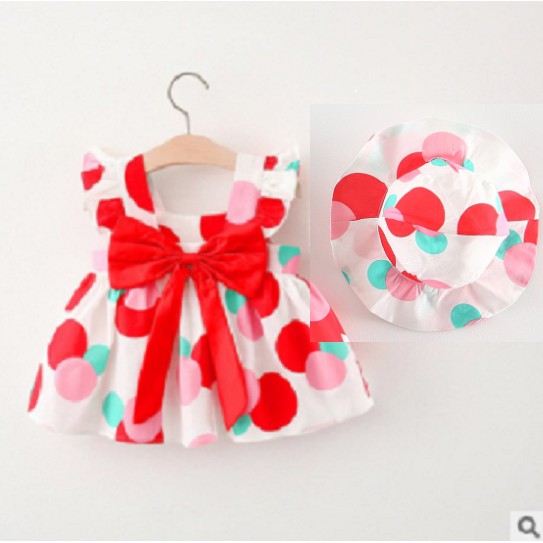 Set Váy Bé Gái Xòe Hoa Xinh Xắn Kèm Nón bé 7-17kg