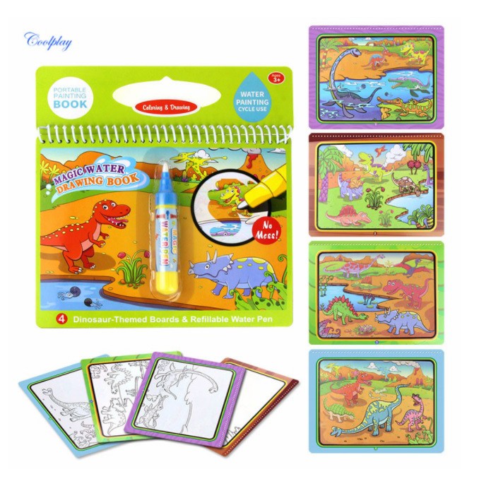 Sổ Lò Xo Magic Water Drawing Book Cho Trẻ - Mẫu Động Vật Ngẫu Nhiên