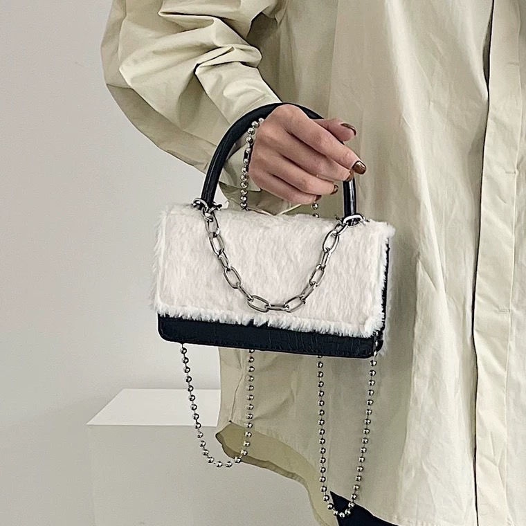 Túi Xách Đeo Vai Hình Vuông Cỡ Nhỏ Phối Dây Đeo Sợi Xích Phong Cách Hàn Quốc Thời Trang Cho Nữ