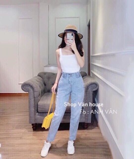 Quần baggy jean lưng chun dáng lửng