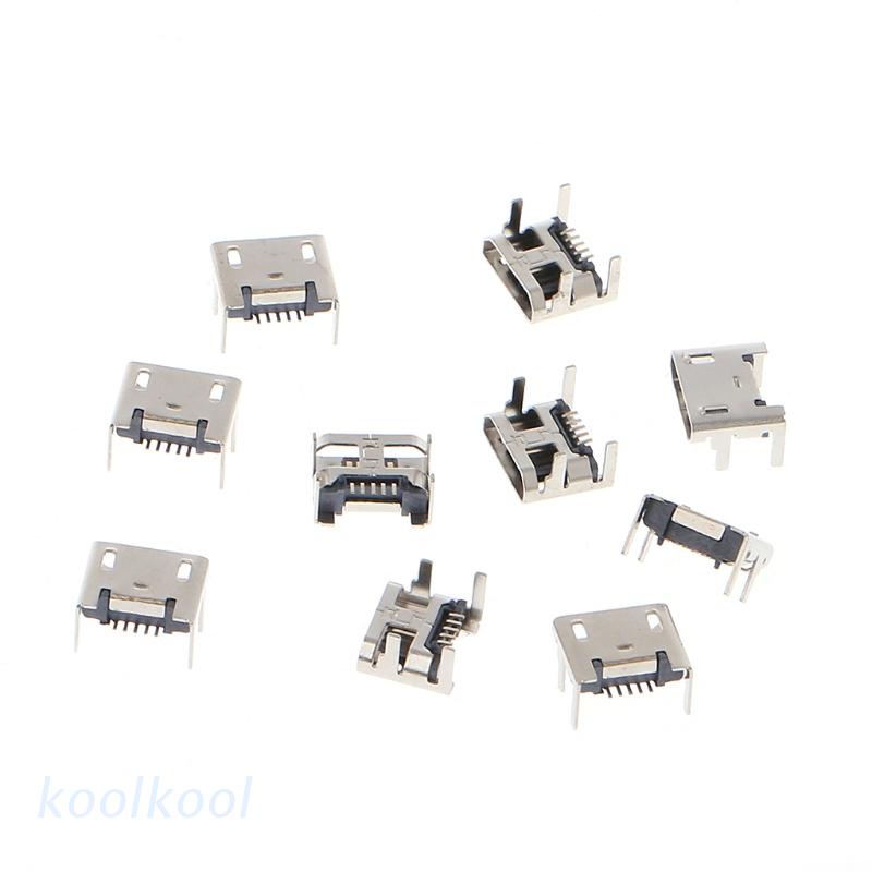 Set 10 Ổ Cắm Micro Usb Type B 5 Pin Smd 4 Chân 90 Độ